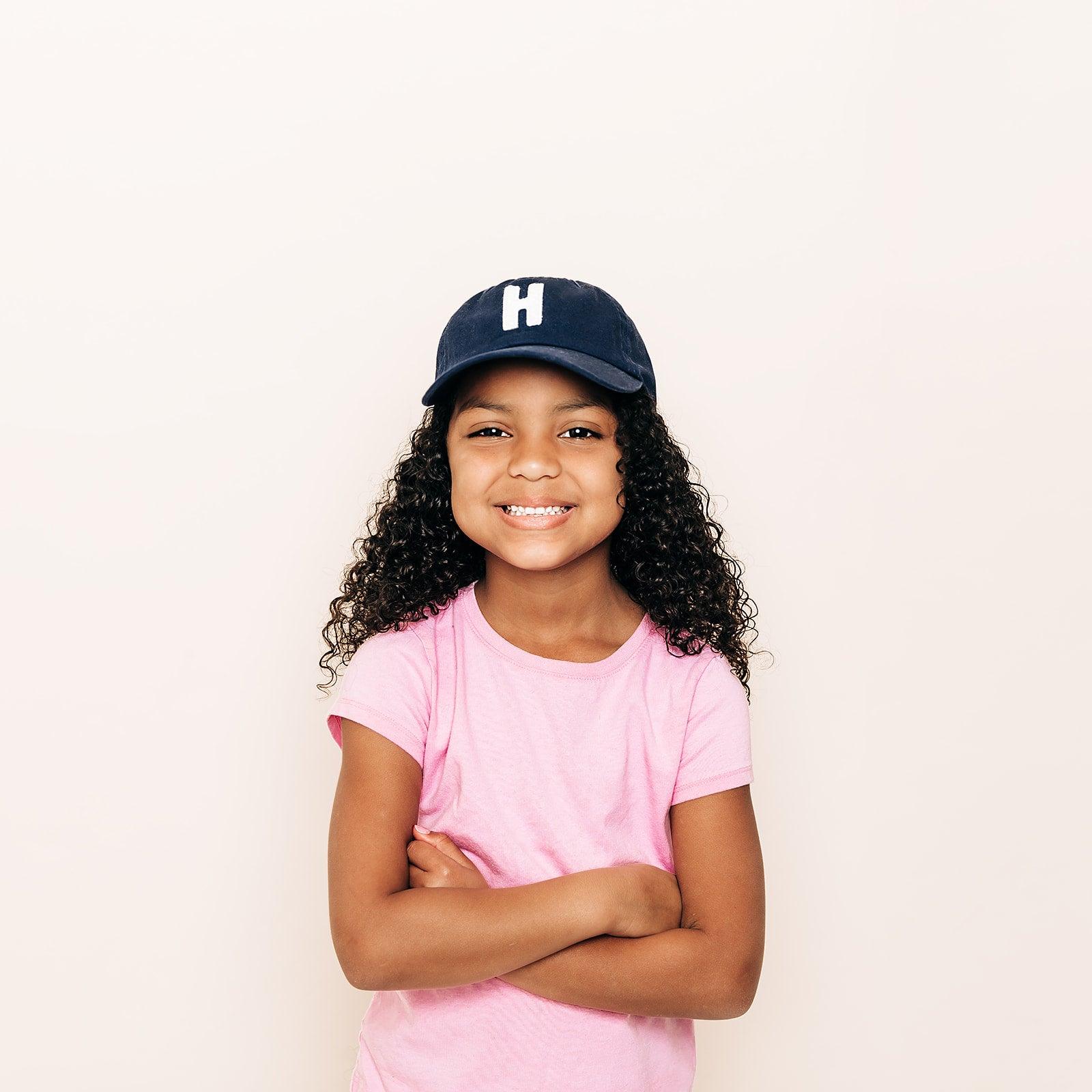 Navy Blue Hat + White Terry Letter Rey to Z