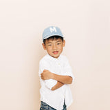 Denim Hat + White Terry Letter Rey to Z