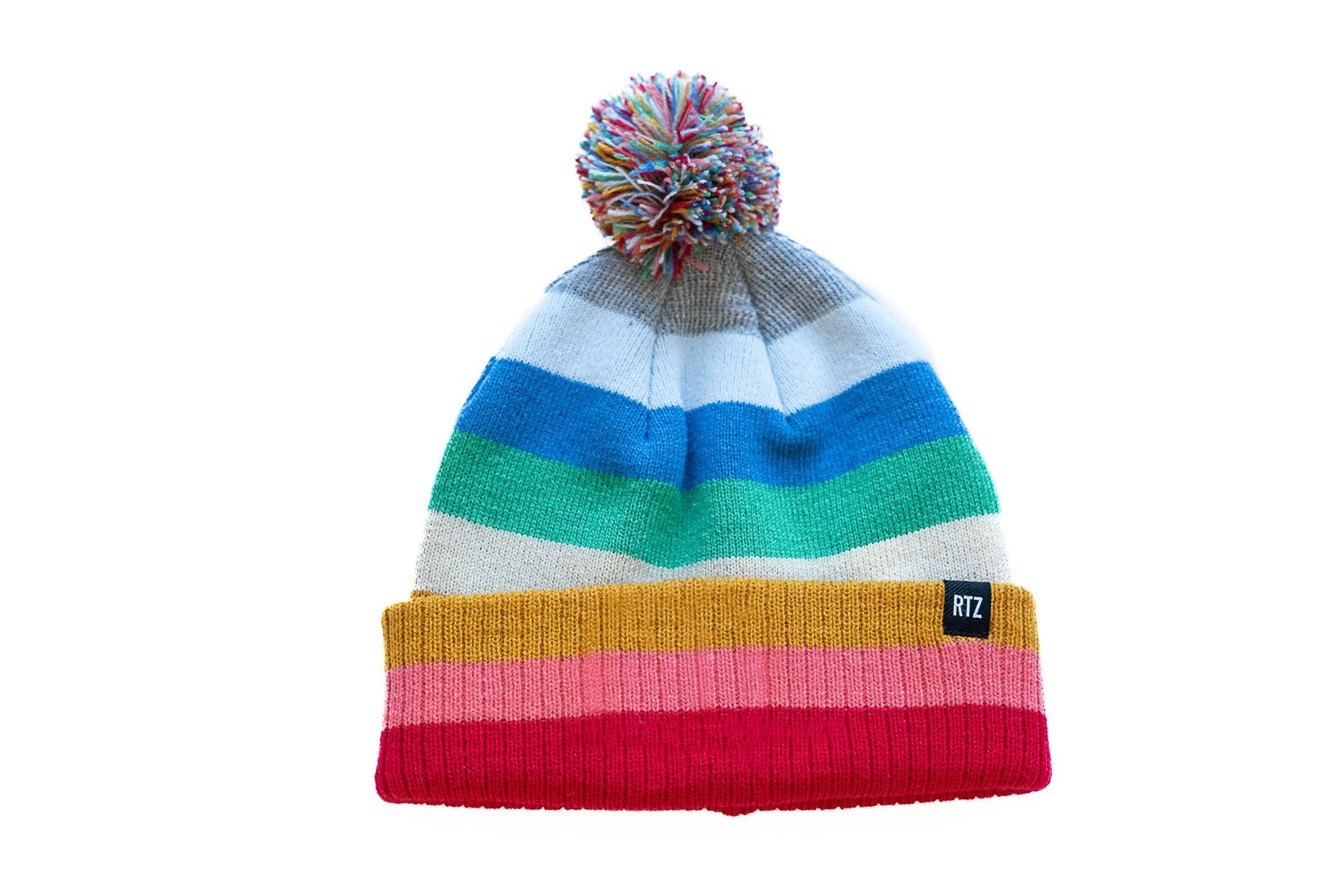 Bright Stripe Smiley Pom Pom Hat Rey to Z