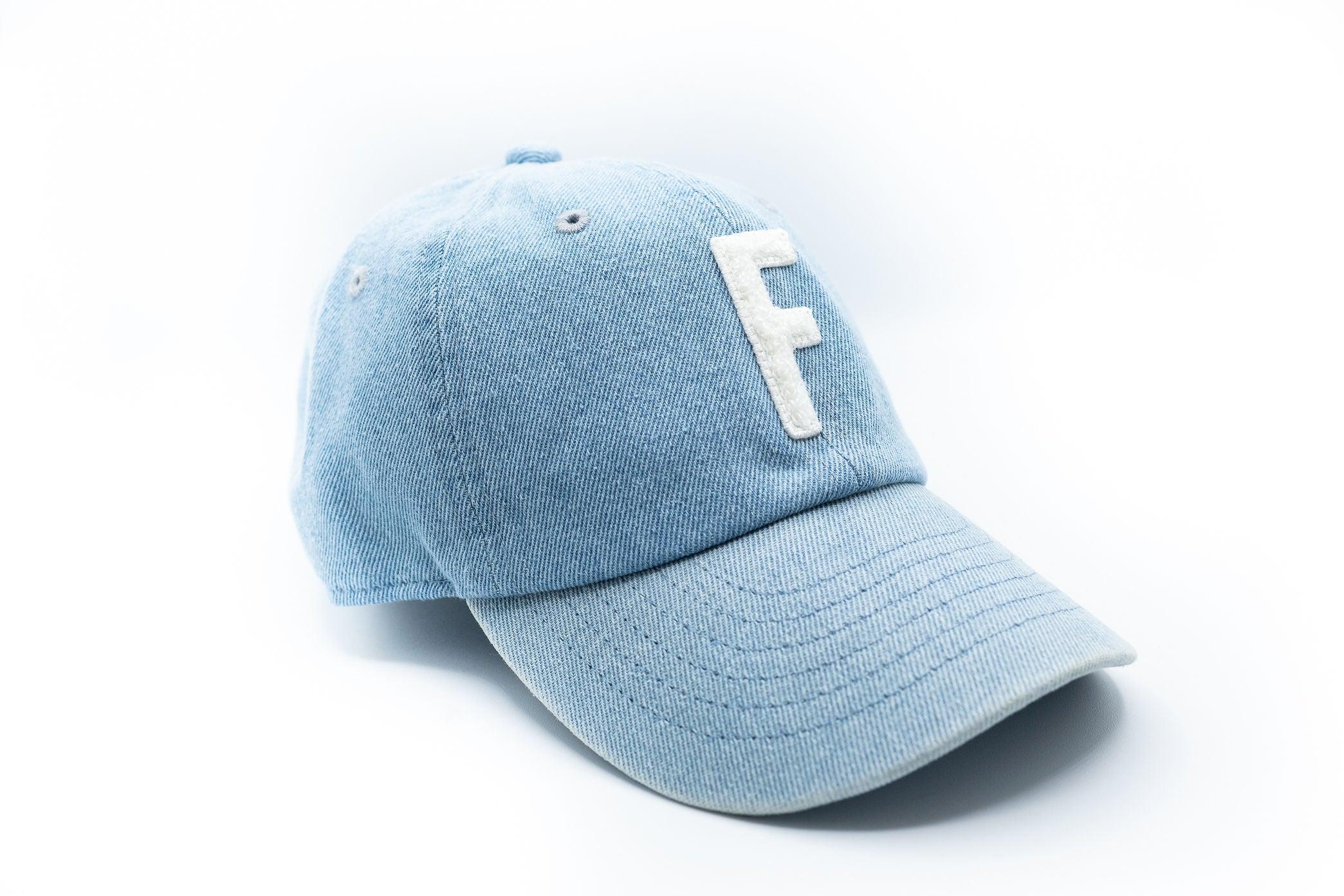 Denim Hat + White Terry Letter Rey to Z
