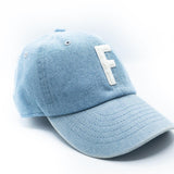 Denim Hat + White Terry Letter Rey to Z