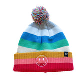 Bright Stripe Smiley Pom Pom Hat Rey to Z