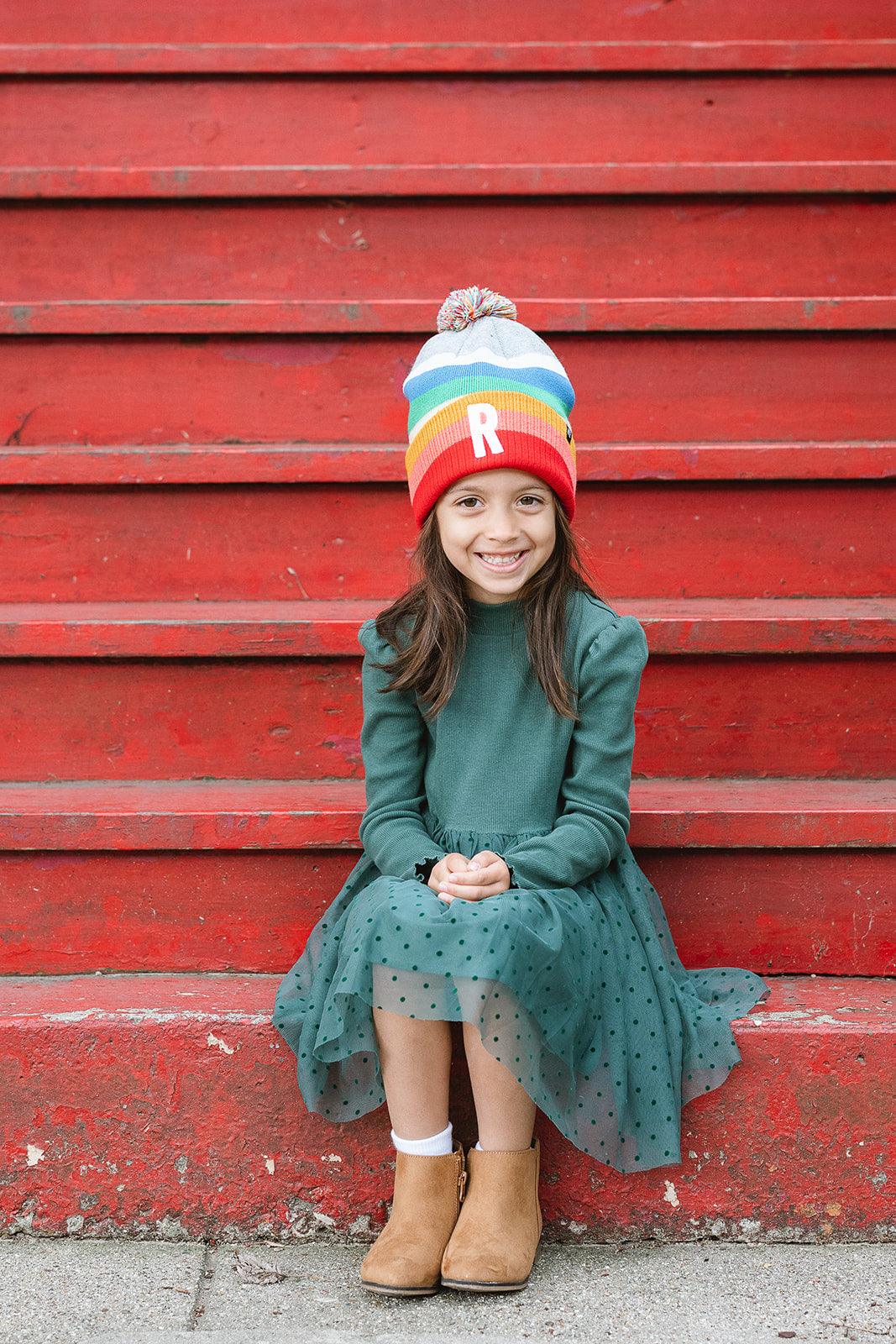 Bright Stripe Pom Pom Hat Rey to Z
