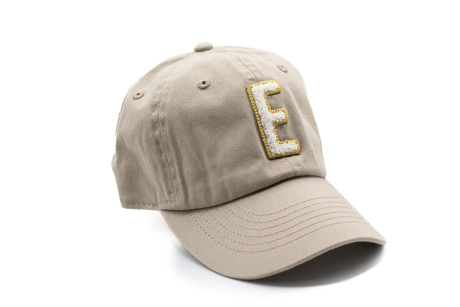 Sand Hat + Gold & White Terry Letter